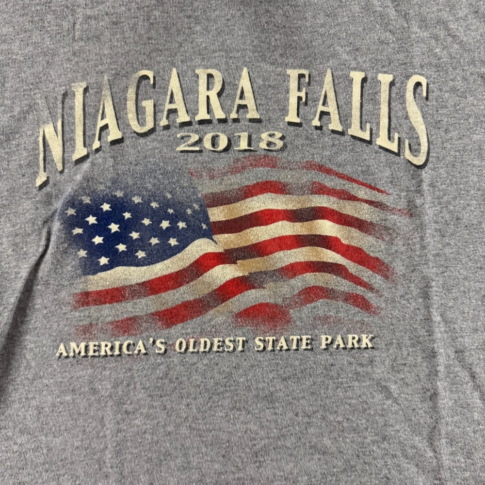 Delta T-Shirt Mens Medium Gray Niagara Falls 2018 USA Flag Graphic Steetwear - Picture 8 of 8
